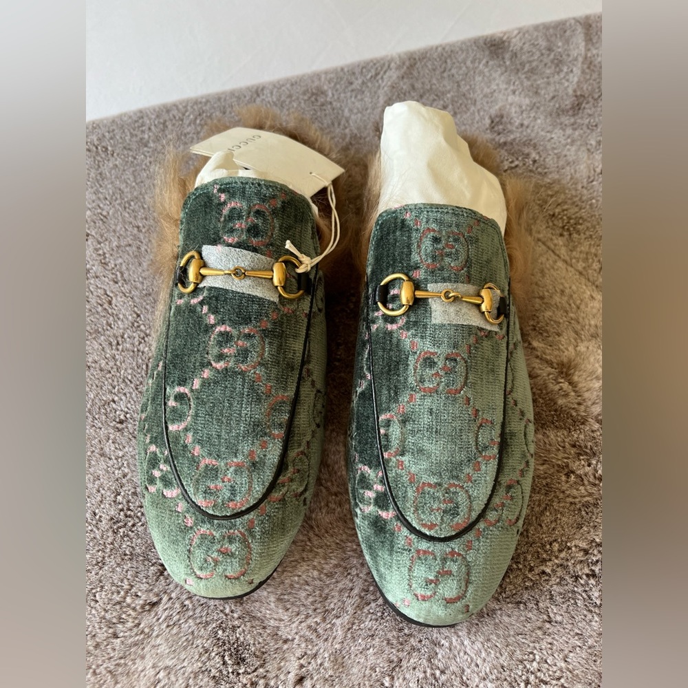 Gucci Princetown Velvet GG Slippers w/ Fur (Sold Out)